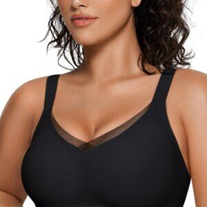 OEAK Wireless Bras V Mesh Bralette Supportive Tshirt Bra *XL*